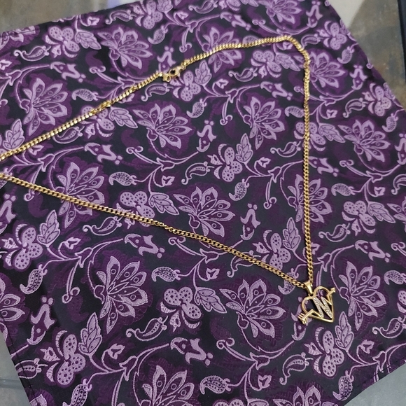 18K Gold Plated Heart❤️ With Pulse and Arrow With 18K Plated Miami Cuban Link - Picture 3 of 7